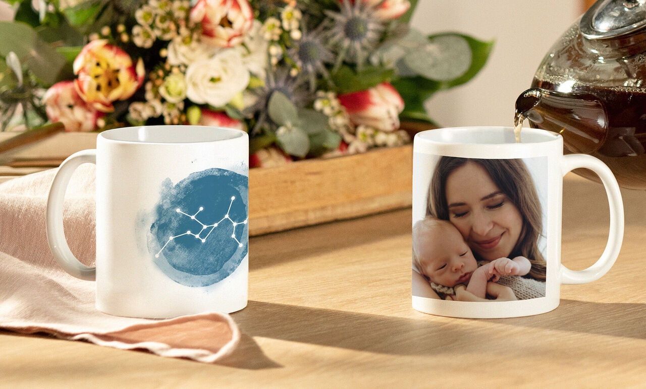 Kubek ze znakiem zodiaku i zdjęciem