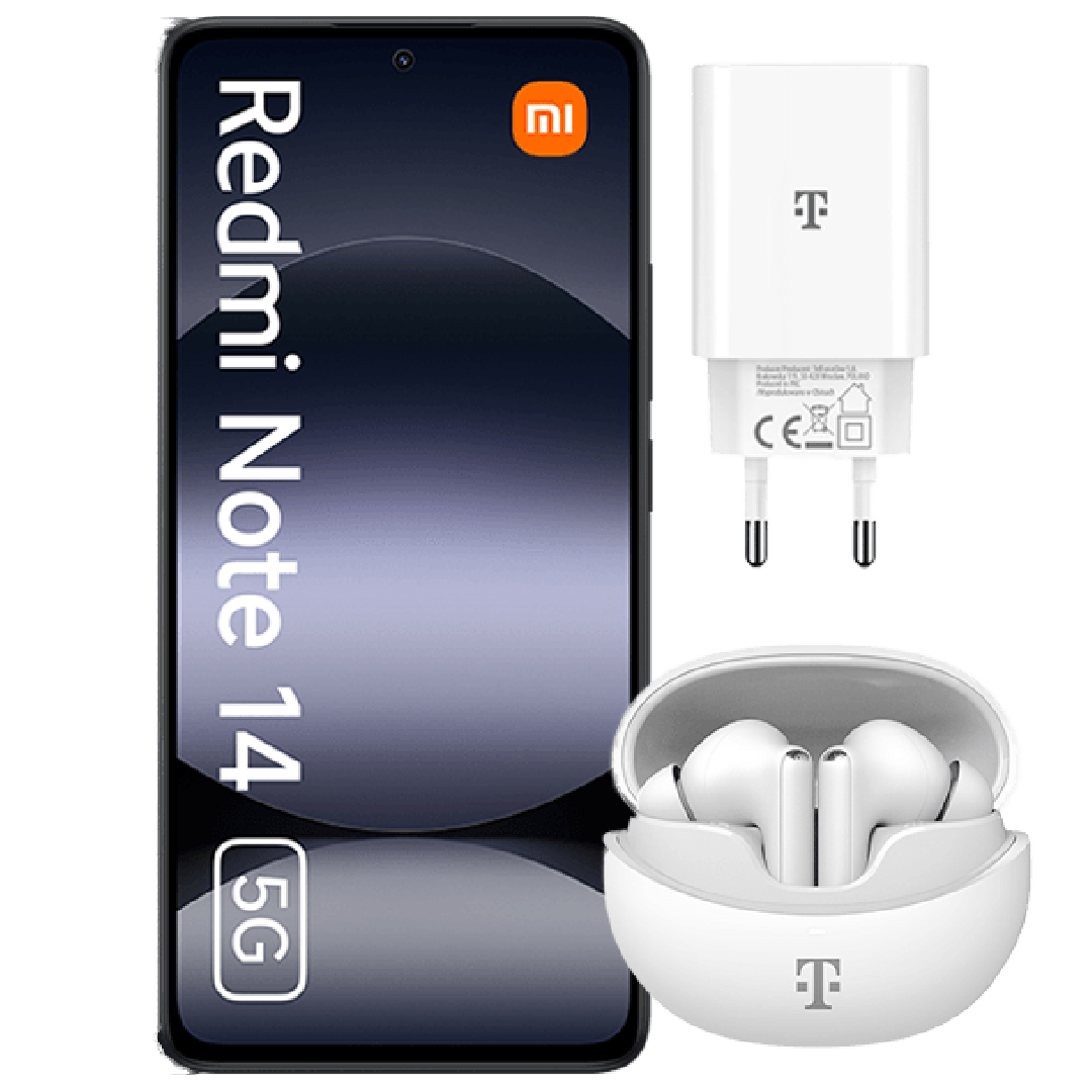 Xiaomi Redmi Note 14 5G + T-słuchawki i T-ładowarka 256 GB (z abonamentem w ofercie ratalnej na 24 miesiące)